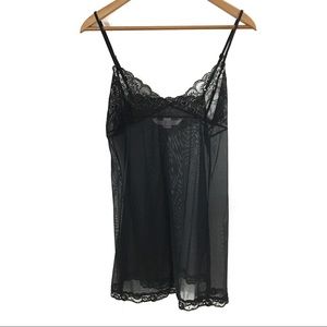 Victorias Secret Black Chemise Lingerie Sheer Lace